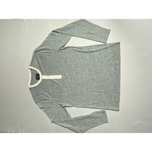 Abercrombie & Fitch Mens Medium Gray Long Sleeve Henley Shirt Cotton Blend